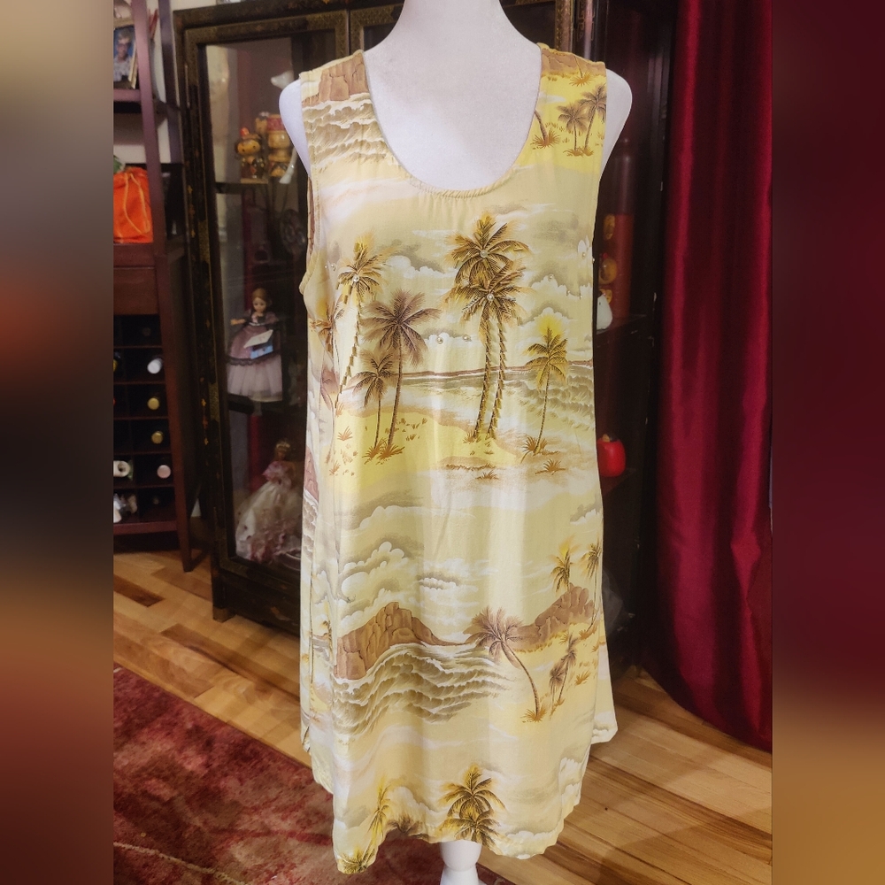 SPA Hawaiian Island & Palm Trees Beaded & Sequined Dress